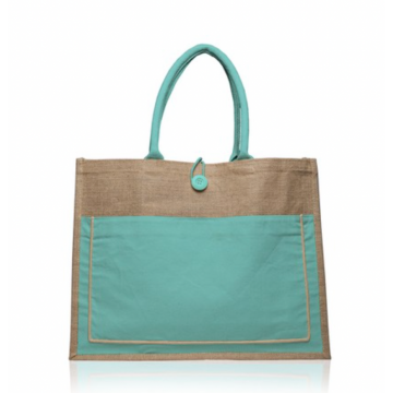 Pocket Jute Tote Bag with Gusset